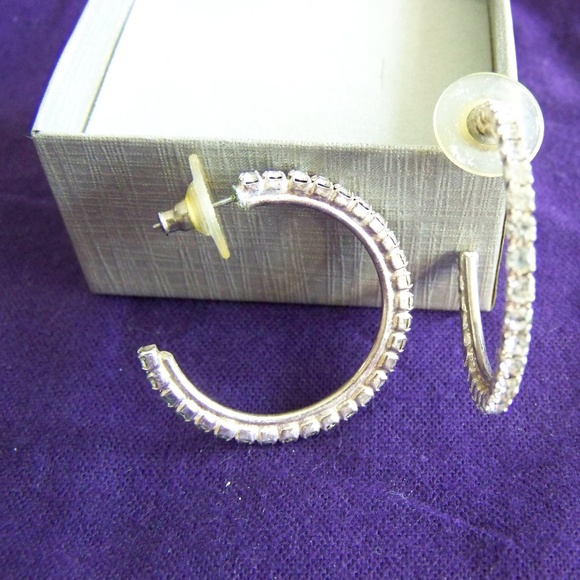 Jewelry - Clear Jeweled Hoop Earrings